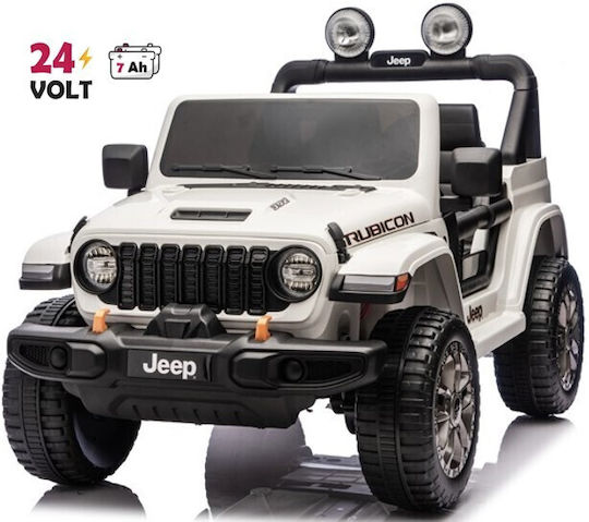 Wrangler Rubicon Две Места с Дистанционно Управление Лицензиран 24 Волта Бял