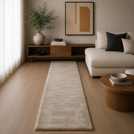 Frieze Abstraktes Wohnzimmer Teppich Rechteckig Beige 60x220cm