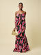 Maxi Dress with Ruffles Printed