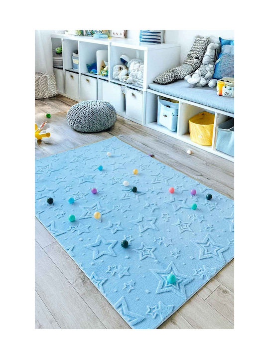 SteweHome Kids Rug Stars Cotton Blue 80x100cm Thickness 60mm