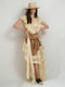 Satin High Waist Envelope Skirt Beige