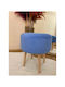 Living Room Wooden Blue Stool 38x38x46cm