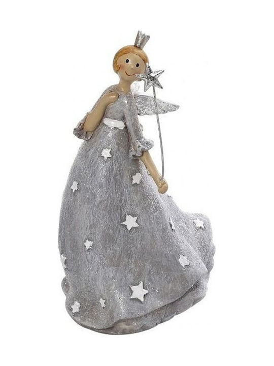 Espiel Engel Weihnachtsfigur Polyresin Silber-Grau 18 cm