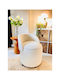 Living Room Folding Stool With Storage Space Upholstered In White Fabric