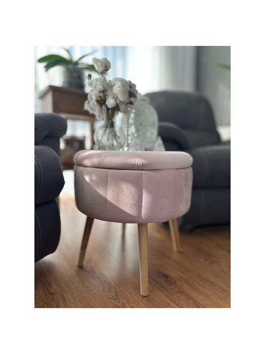 Living Room Stool With Storage Space Wooden Pink
