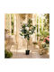 Decorative Artificial Rose Tree White Flowers Pot 135cm