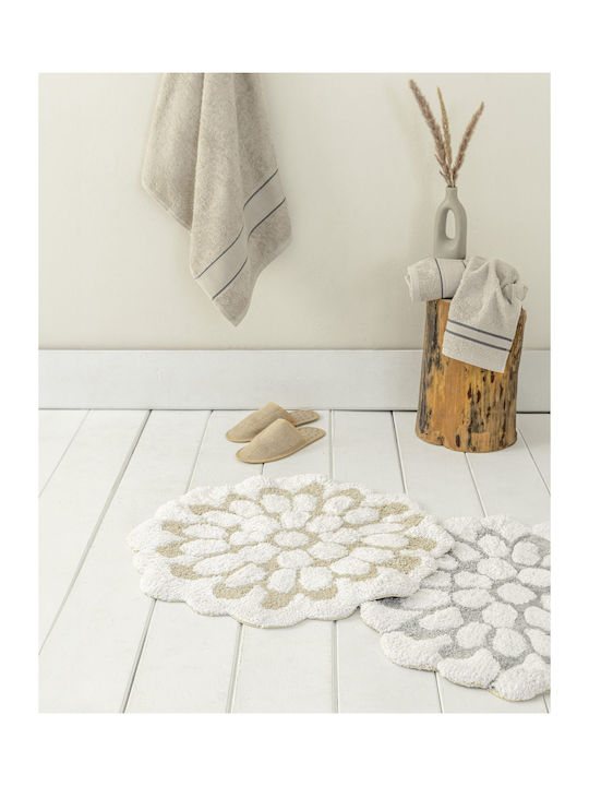 Nima Πατάκι Μπάνιου Βαμβακερό Petal 36568 Light Beige 60x60εκ.