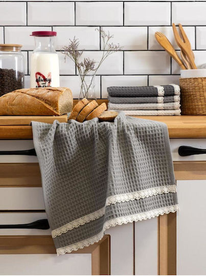 SteweHome Prosop De Bucătărie Din 100% Bumbac În Culoare Gri 40x60cm 5 Bucăți