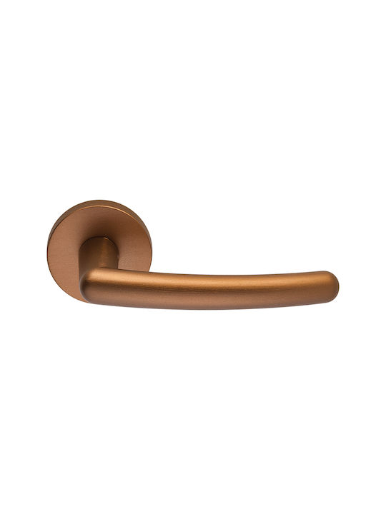Zogometal Middle Door Lever with Rosette 304 Pair with Mouthpiece Copper Aged