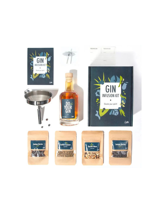 Craftly – Gin Infusion Kit – Δημιουργήστε Δικό Σας Μοναδικό Gin Eu-de-mn-dyg-mfn Ποτήρι Κοκτέιλ/Ποτού / Νερού από Γυαλί σε Πορτοκαλί Χρώμα 700ml