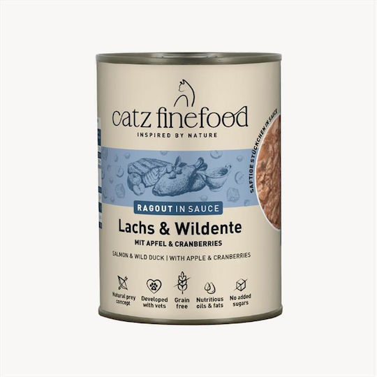 Catz Finefood Υγρή Τροφή για Γάτες με Σολομό και Πάπια 380gr