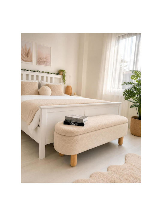 Living Room Bed Stool With Storage Space Wooden Beige