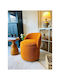 Living Room Stool With Storage Space Upholstered In Orange Fabric