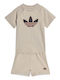 Kids Set with Shorts Summer 2 Pieces Stone Khaki Trefoil