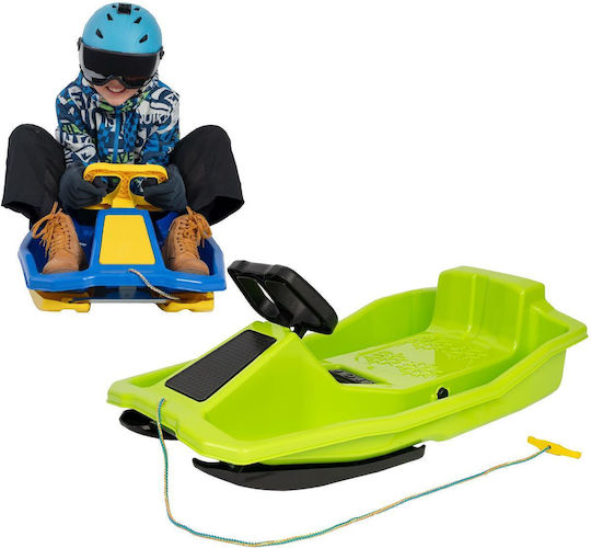 Plastic Sled Brake Steering Wheel Santa Claus 97x53x25cm Green
