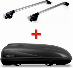 Μπαγκαζιέρα Οροφής Modula Beluga Easy 460 Matt Grey 460 Λίτρα Μπάρες Οροφής Modula Αλουμινίου Μαύρες Ασημί
