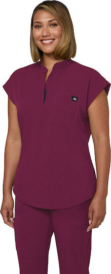 KOI USA Female Medical Blouse Burgundy