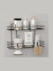 Femmit Metallic Self-Adhesive Bathroom Shelf 2 Tiers Black 25.6x10.5cm