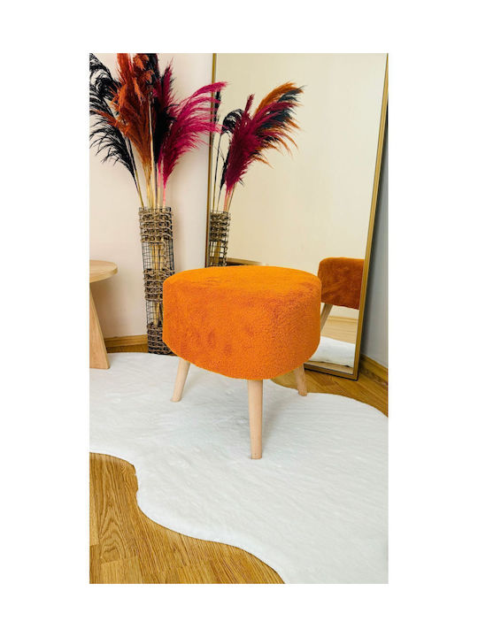 Living Room Fabric Upholstered Orange Stool 46x46x46cm