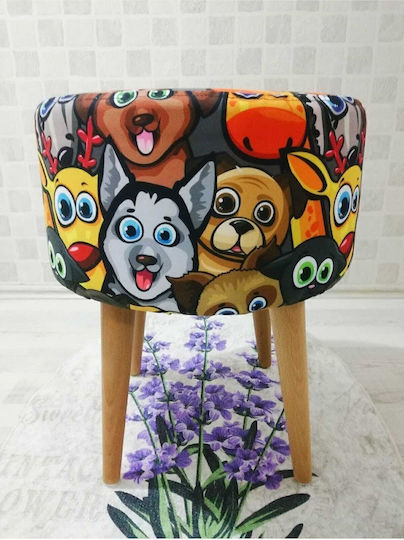 Wooden Multicolour Footstool