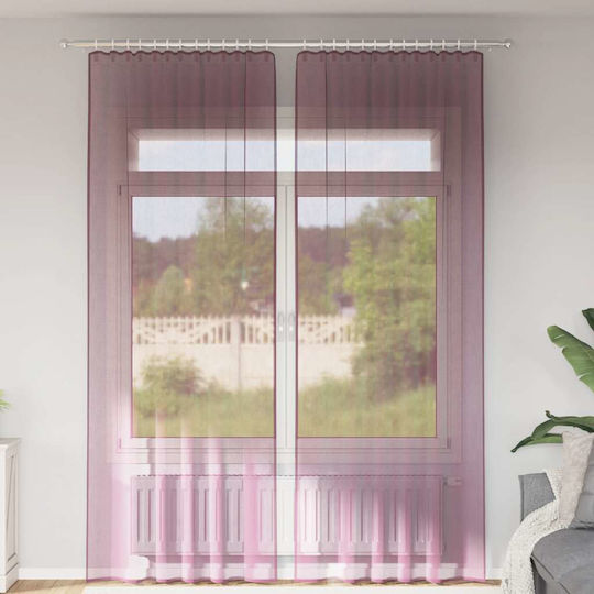 vidaXL Комплект Пердета И Завеси С Презрамки Voile Лилави 140x260см