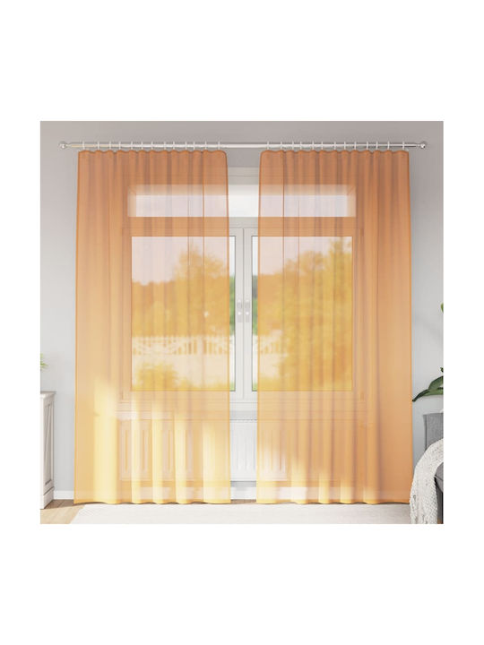 vidaXL Set Perdele Fereastră cu Capse Portocalii 140x225cm