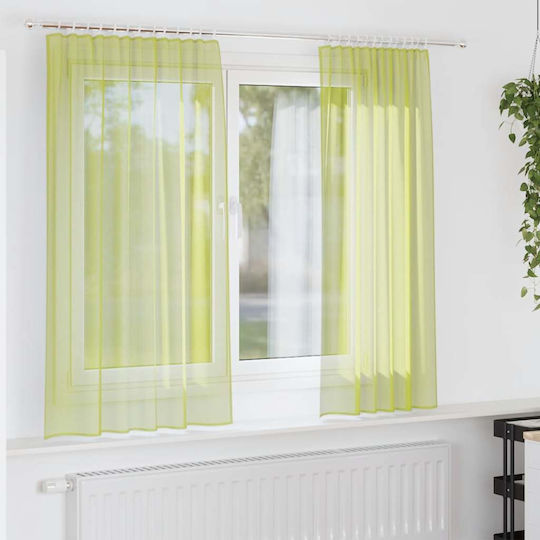 vidaXL Set Perdele Fereastra Cu Bretele Voile Verde Măr 140x175cm