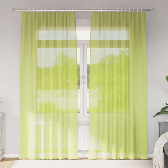 vidaXL Set Window Curtains with Tab Tops Apple Green 140x225cm