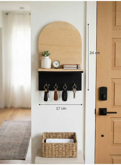 SteweHome Wooden Black Wall Hanger 19x24x6cm