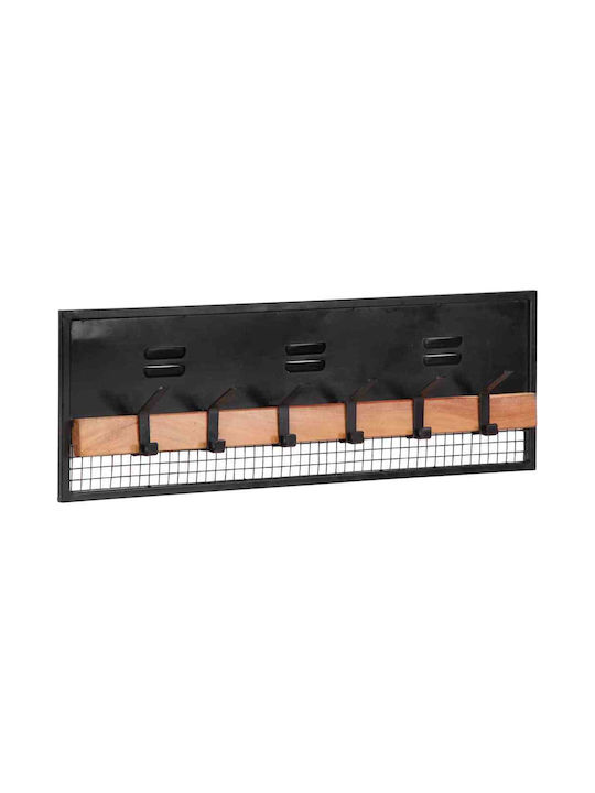 vidaXL Κρεμάστρα Τοίχου Ξύλινη 6 Θέσεων Μαύρη 90x30x11cm