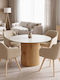 Sikulu Round Wooden White Marble Dining Room Table 125x125x77cm
