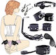 Smd Erotique First Ties Bondage & Restraint Starter Kit Complete Set BDSM 7 Accessories Vegan Leather Black