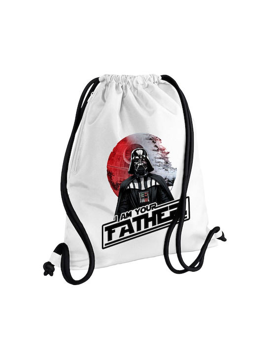 Star Wars I Am Your Father Τσάντα Πλάτης Πουγκί Gymbag Λευκή Τσέπη 40x48cm & Χονδρά Κορδόνια