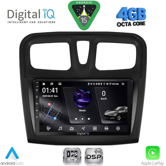 Digital IQ Car Audio System for Dacia Logan / Sandero 2012-2019 (Bluetooth/USB/WiFi/GPS/Apple CarPlay/Android Auto) with 9" Touch Screen