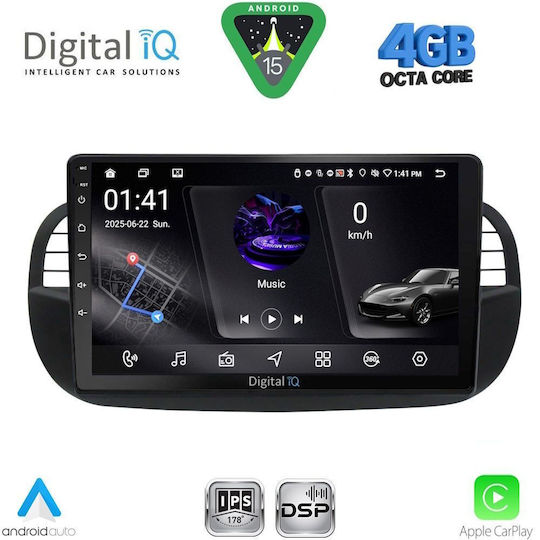 Digital IQ Ηχοσύστημα Αυτοκινήτου για Fiat 500 2007-2015 (Bluetooth/USB/WiFi/GPS/Apple-Carplay/Android-Auto) με Οθόνη Αφής 9"