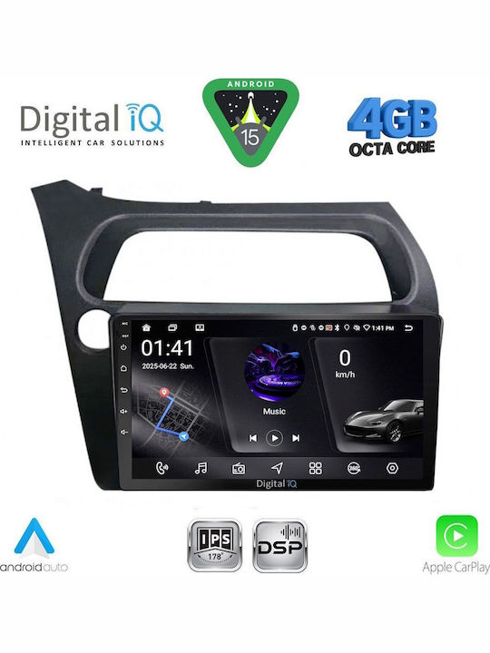 Digital IQ Car Audio System for Honda Civic 2006-2012 with Clima Bluetooth USB WiFi GPS Apple CarPlay Android Auto with 9" Touch Screen