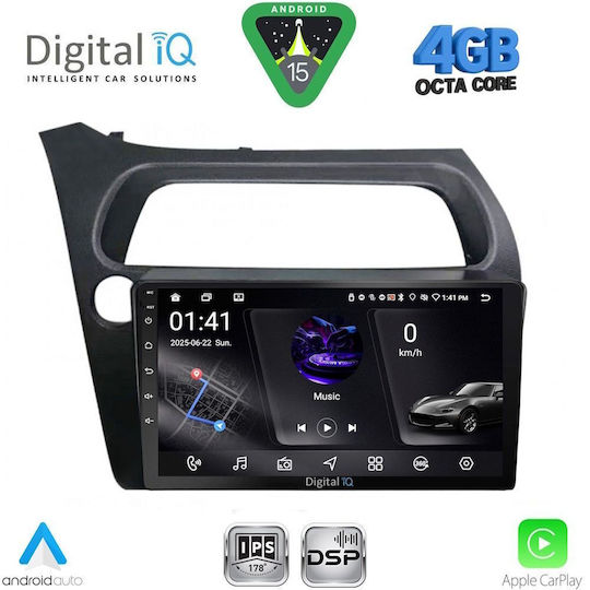 Digital IQ Ηχοσύστημα Αυτοκινήτου για Honda Civic 2006-2012 με Clima (Bluetooth/USB/WiFi/GPS/Apple-Carplay/Android-Auto) με Οθόνη Αφής 9"