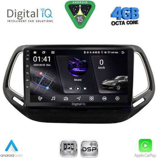 Digital IQ Car Audio System for Jeep Compass 2016-2021 with Clima (Bluetooth/USB/WiFi/GPS/Apple CarPlay/Android Auto) with 10" Touch Screen