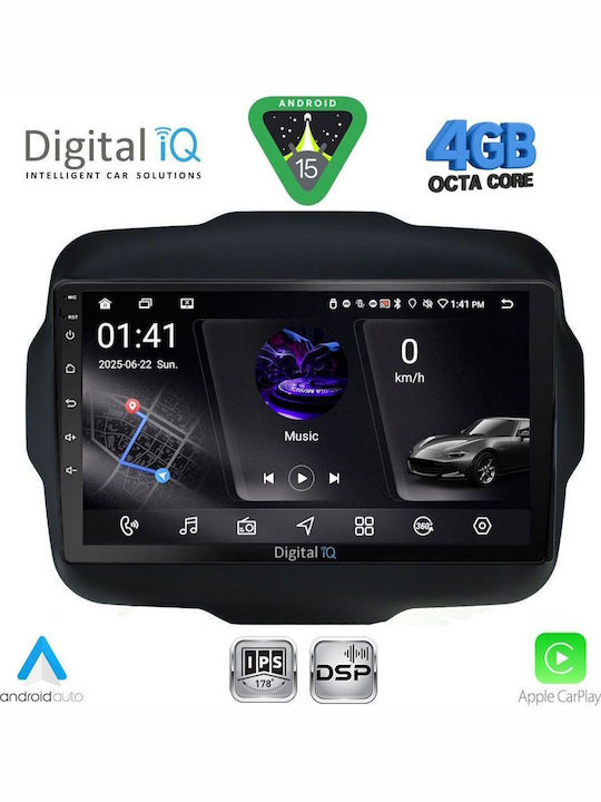Digital IQ Car Audio System for Jeep Renegade 2014 with Clima (Bluetooth/USB/WiFi/GPS/Apple CarPlay/Android Auto) with 9" Touch Screen