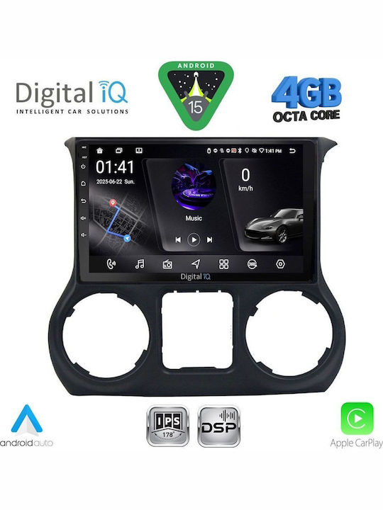 Digital IQ Car Audio System for Jeep Wrangler 2014-2017 Bluetooth USB WiFi GPS Apple CarPlay Android Auto with 10" Touch Screen