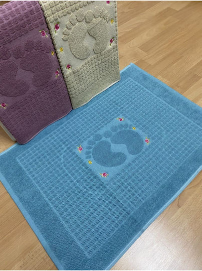 SteweHome Bath Mat Set Cotton SteweHome Petrol Blue 50x70cm 3 Pieces