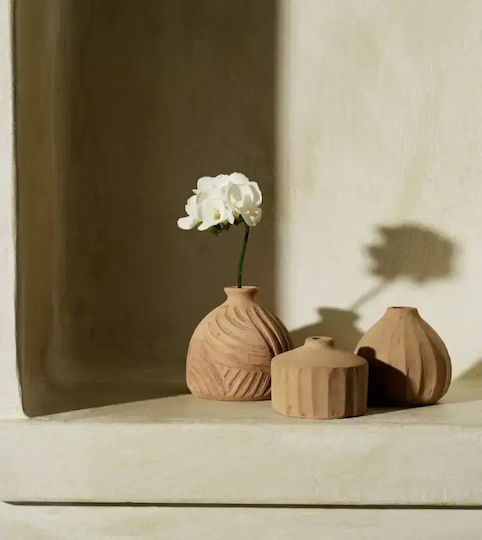 Gofis Home Set Decorative Ceramic Vases Evaris Orange 8xH9cm 3pcs