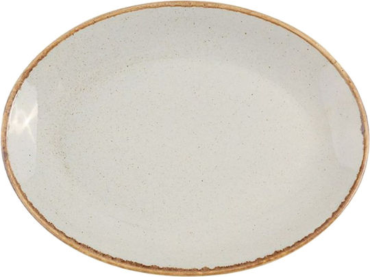 Porland Placă Joasă Ovală Din Porțelan Gri 36x36cm