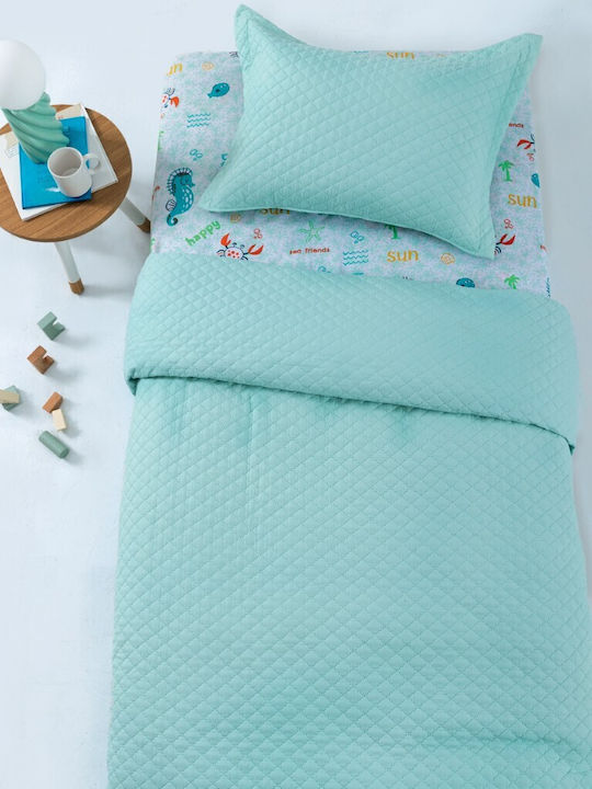 Palamaiki Ις Χς Νικα Σετ Κουβερλί Μονό Microfiber Aqua 160x240cm 2τμχ