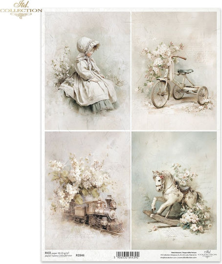Decoupage Rice Paper A4 Vintage Patterns Children's Nostalgic Style