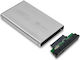 External Hard Drive Case for SATA III with SATA Connection in Silver Colour