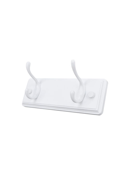 Uncle George Wall Hanger Bamboo 2 Hooks White 23x9x8cm