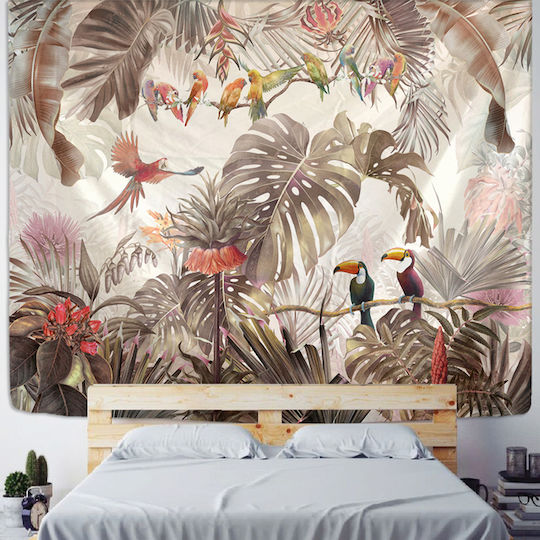 FRIPIA Wandbehang Jungle Handgefertigt Bunt aus Stoff 150x130cm