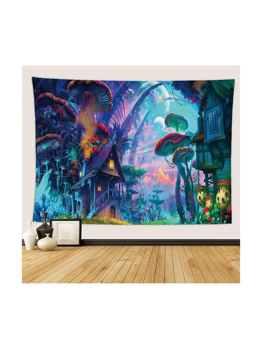FRIPIA Decorative Tapestry Magical Forest with Giant Mushrooms Made of Fabric 150x130cm