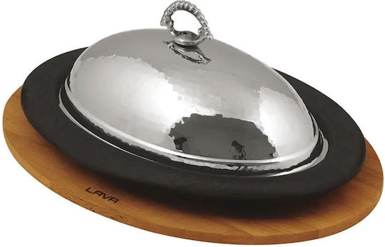 Lava Piatelă De Servire Ovală Din Porțelan Argintiu 32x23cm